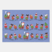 Santa & Black Girl auf Zug Geschenkpapier Set (Vorderseite 2)