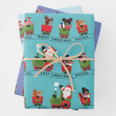 Santa & Black Girl auf Zug Geschenkpapier Set (Beispiel)