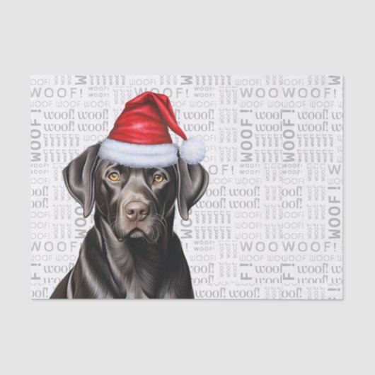 Santa Black Lab Hund Festlicher Weihnachtsfeiertag Seidenpapier (Vorderseite)