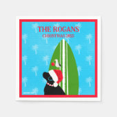 Santa Black Lab Surfboard Hund Seagull Weihnachten Serviette (Vorderseite)