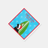 Santa Black Lab Surfboard Hund Seagull Weihnachten Serviette (Ecke)