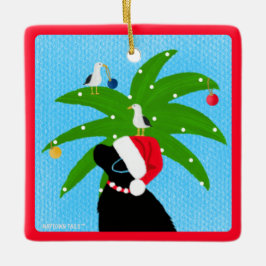 Santa Black Lab Trimmen der Weihnachtspalme Keramikornament