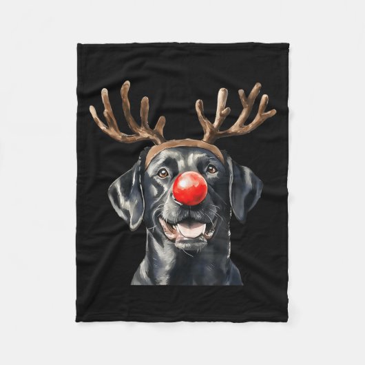 Santa Black Labrador Christmas Black Labrador Dog Fleecedecke (Vorderseite)