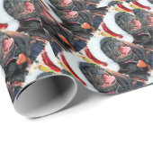 Santa Black Mops Geschenkpapier (Rolleneckpunkt)