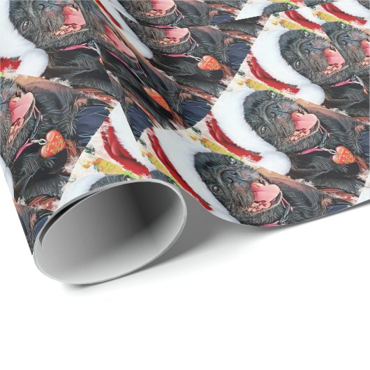 Santa Black Mops Geschenkpapier (Rolleneckpunkt)
