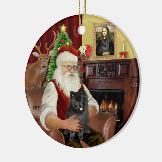 Santa-Black-Spitz Keramik Ornament (Links)