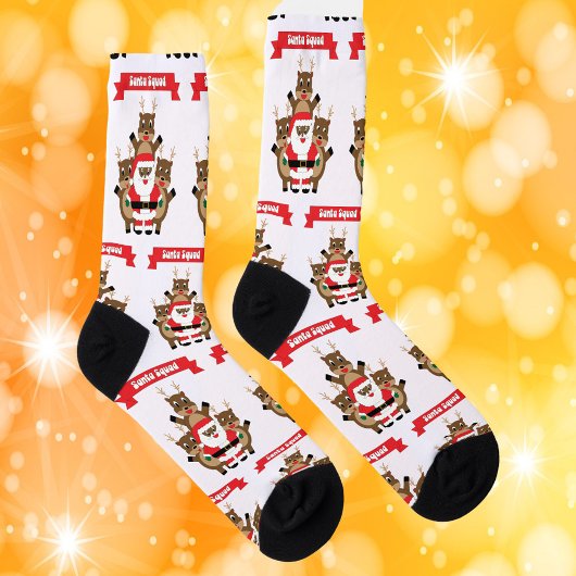 Santa Black Squad Reindeer Funny Pattern Socken