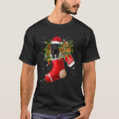Santa Black Toy Poodle in Christmas Sock Pajama T-Shirt (Vorderseite)