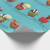 Santa & Blonde Boy auf Zug Geschenkpapier (Ecke)