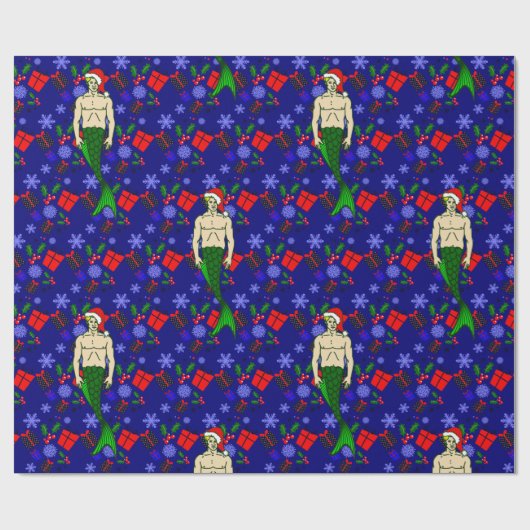 santa blonde merman hässliche Weihnachtsgeschenke Geschenkpapier (Flach)