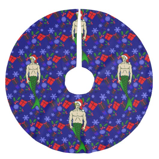 santa blonde merman hässliche Weihnachtsgeschenke Polyester Weihnachtsbaumdecke (Vorderseite)