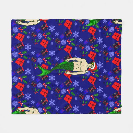 santa blonde merman ugly xmas mermaid gifts fleecedecke (Vorderseite (Horizontal))