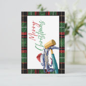 Santa Blue Crab mit Mallet Christmas Card Custom Karte (Stehend Vorderseite)