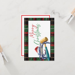 Santa Blue Crab mit Mallet Christmas Card Custom Karte