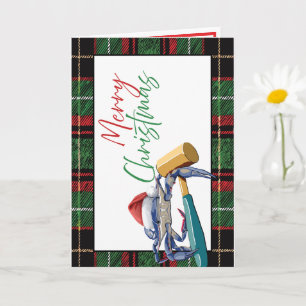 Santa Blue Crab mit Mallet Christmas Card Custom Karte