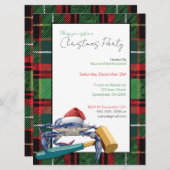 Santa Blue Crab mit Mallet Christmas Party Custom Einladung (Vorne/Hinten)