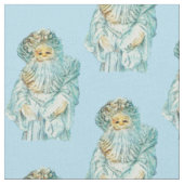 Santa Blue Pastel Vintage Weihnachten Stoff (Nahaufnahme)