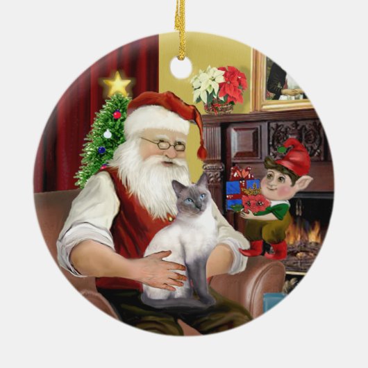Santa - Blue Point Siamese Keramikornament (Hinten)