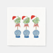 Santa Blue White Ginger Jar Jars Topiary Tischset Serviette (Vorderseite)
