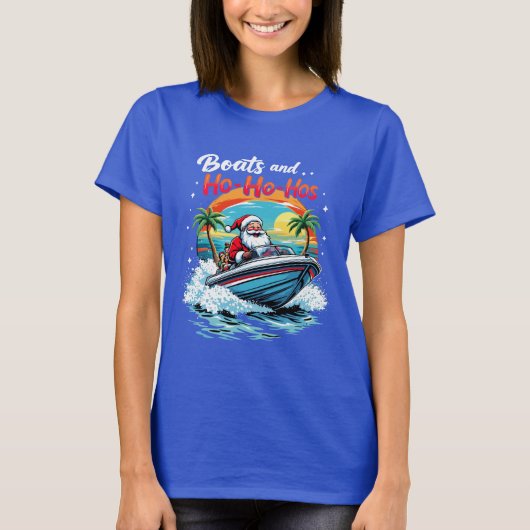 Santa Boats And Ho Ho Ho T-Shirt (Vorderseite)