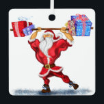Santa Bodybuilder Funny Christmas Ornament Geschen Aus Metall<br><div class="desc">Weihnachtsschmuck mit Bodybuilder Weihnachtsmann mit Weihnachtsgeschenken - Fun Cartoon Gemälde Funny Collection - Wählen / Fügen Sie Ihren einzigartigen Text / Name / Farbe - Make Your Special Christmas Ornaments Geschenk - Größe und verschieben oder entfernen und fügen Sie Elemente / Text mit Anpassungstool! Malerei und Design von MIGNED. Bitte...</div>