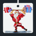 Santa Bodybuilder Funny Christmas Ornament Geschen Aus Metall<br><div class="desc">Weihnachtsschmuck mit Bodybuilder Weihnachtsmann mit Weihnachtsgeschenken - Fun Cartoon Gemälde Funny Collection - Wählen / Fügen Sie Ihren einzigartigen Text / Name / Farbe - Make Your Special Christmas Ornaments Geschenk - Größe und verschieben oder entfernen und fügen Sie Elemente / Text mit Anpassungstool! Malerei und Design von MIGNED. Bitte...</div>