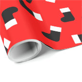 Santa Boots Muster Weihnachtsfeiertag Red Black Geschenkpapier (Rolleneckpunkt)