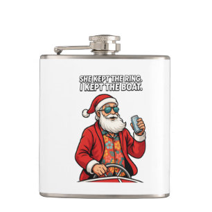 Santa Bootskapitän Feiertagszitat Lustiges Weihnac Flachmann