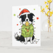 Santa Border Collie Christmas Border Collie Dog Mo Karte (Gelbe Blume)