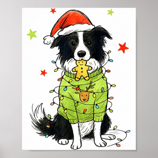 Santa Border Collie Christmas Border Collie Dog Mo Poster (Vorne)