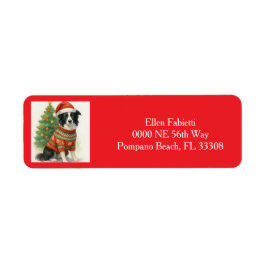 Santa Border Collie Christmas Return Address 