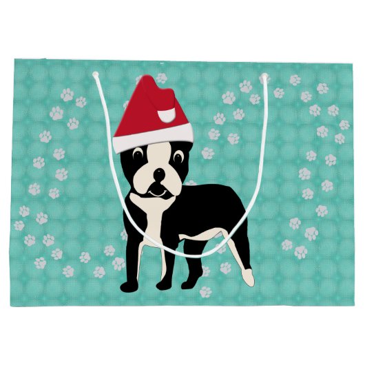 Santa Boston Große Geschenktüte (Rückseite)