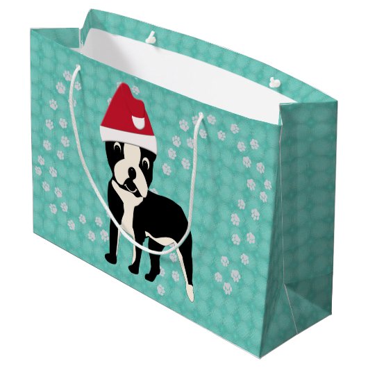 Santa Boston Große Geschenktüte (Rückseite Schrägansicht)