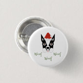 Santa Boston Terrier Button (Vorne & Hinten)