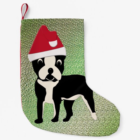 Santa Boston Terrier Kleiner Weihnachtsstrumpf (Vorderseite)