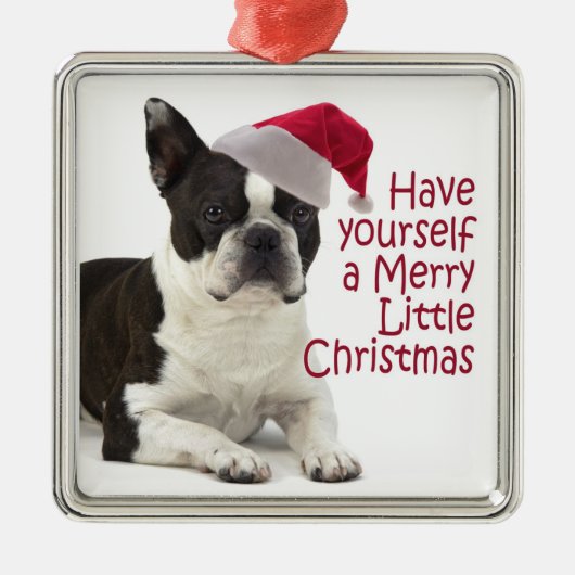 Santa Boston Terrier Ornament (Vorne)