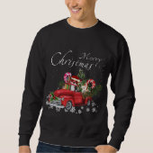 Santa Boston Terrier Riding Red Truck Merry Christ Sweatshirt (Vorderseite)