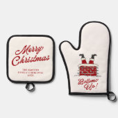 Santa Bottoms Up Funny Christmas Cooking Gift Ofenhandschuh & Topflappen-Set (Vorderseite)