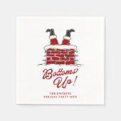 Santa Bottoms Up Funny Holiday Cocktail Accent Serviette (Vorderseite)