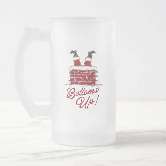 Santa “Bottoms Up” Funny Holiday Party Gift Mattglas Bierglas (Links)