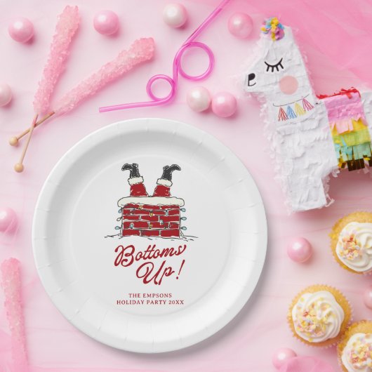 Santa Bottoms Up Funny Holiday Party Pappteller (Party)
