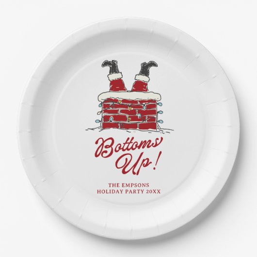 Santa Bottoms Up Funny Holiday Party Pappteller (Vorderseite)