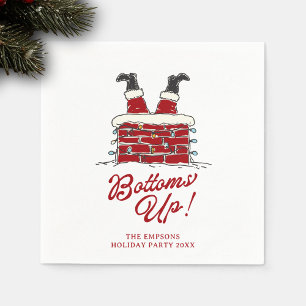 Santa Bottoms Up Lustiger Feiertags-Cocktail-Akzen Serviette