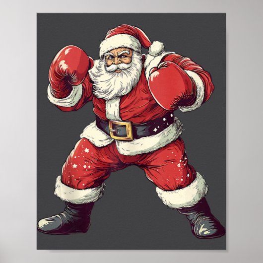 Santa Boxing Lover Funny Mixed Martial Arts Muay T Poster (Vorne)