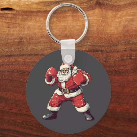 Santa Boxing Lover Funny Mixed Martial Arts Muay T Schlüsselanhänger (Vorderseite)