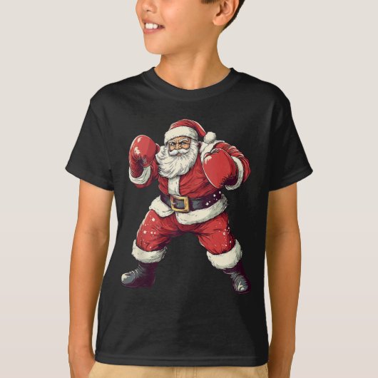 Santa Boxing Lover Funny Mixed Martial Arts Muay T T-Shirt (Vorderseite)