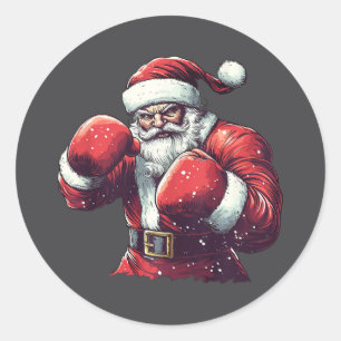 Santa Boxing Lover Mixed Martial Arts Muay Thai Bo Runder Aufkleber
