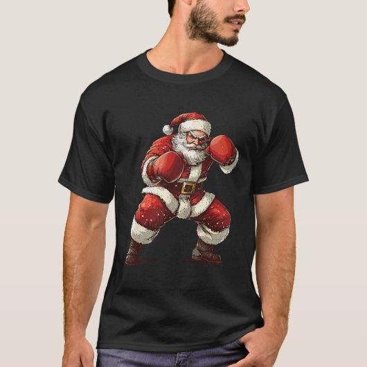 Santa Boxing Xmas Mixed Martial Arts Muay Thai Lov T-Shirt (Vorderseite)