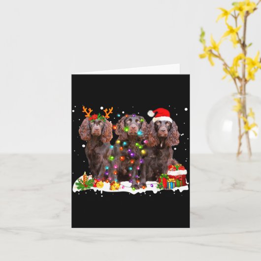 Santa Boykin Spaniel Dog Gorgeous Reindeer Christm Karte (Gelbe Blume)