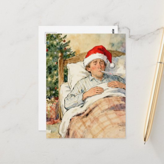 Santa brachte die Grippe Postkarte (Vorderseite/Rückseite Beispiel)